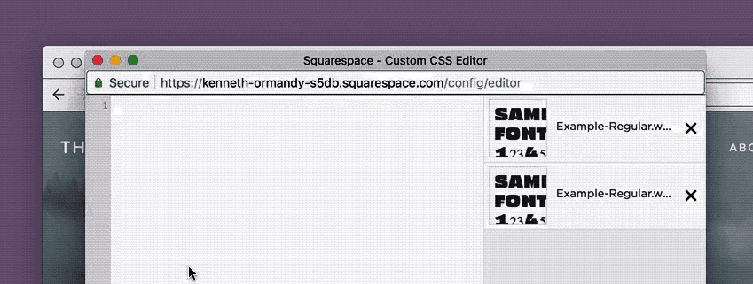 A sample of the screencast showing the automatic URL filling in the Squarespace editor.