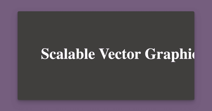 A screenshot of an SVG showing white text saying “Scalable Vector Graphics,” incorrectly rendering in a serif fallback font.