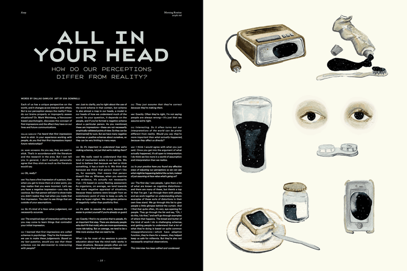 “All in your head” article spread.