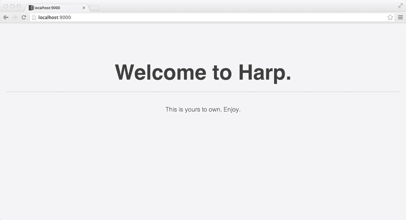 The default Harp app running in the browser.